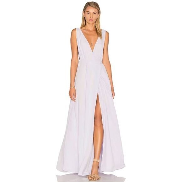 Lovers and Friends plunging neck purple sleeveless wrap maxi formal dress 6 - Picture 1 of 14